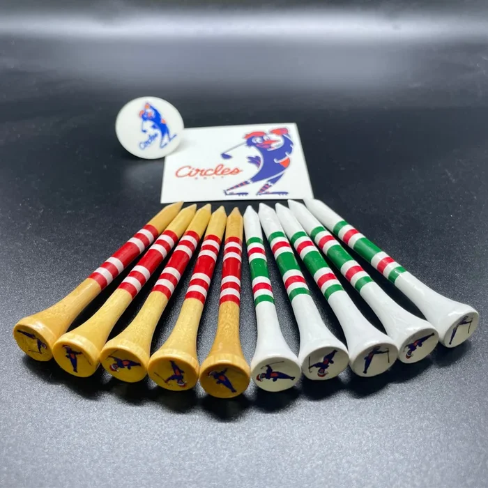 Circles Golf Christmas Logo Tees 10 Pack – White and Natural