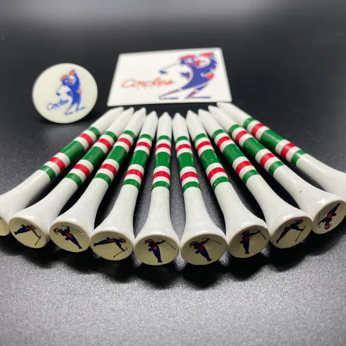 Circles Golf Christmas Logo Tees 10 Pack – White With Green and Red