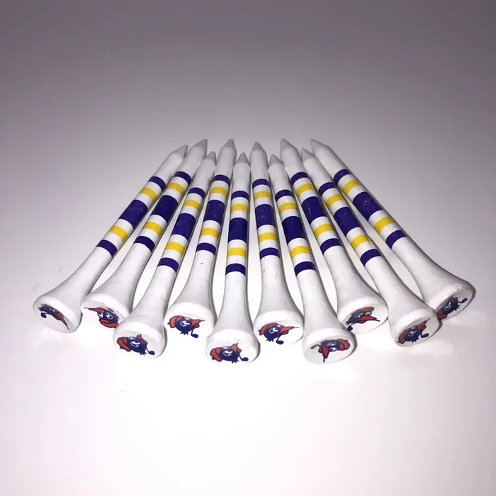Circles Golf Logo Tees 10 Pack – White – Purple and Yellow