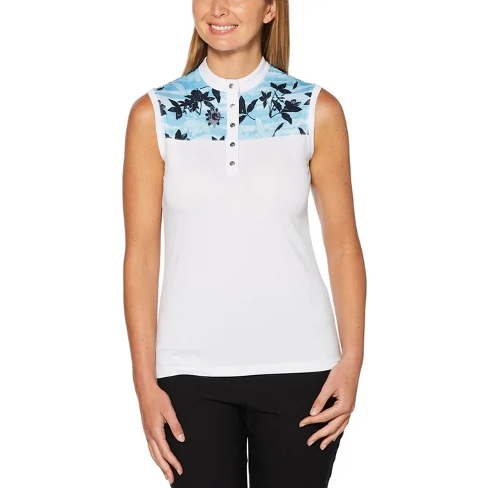 Clearance – Callaway Women’s Block Floral Sleeveless Golf Polo – Extended Sizes