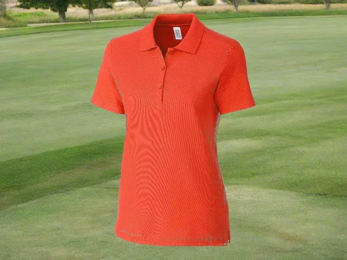 Clique Addison All Cotton Pique Short Sleeve Womens Polo Blood Orange