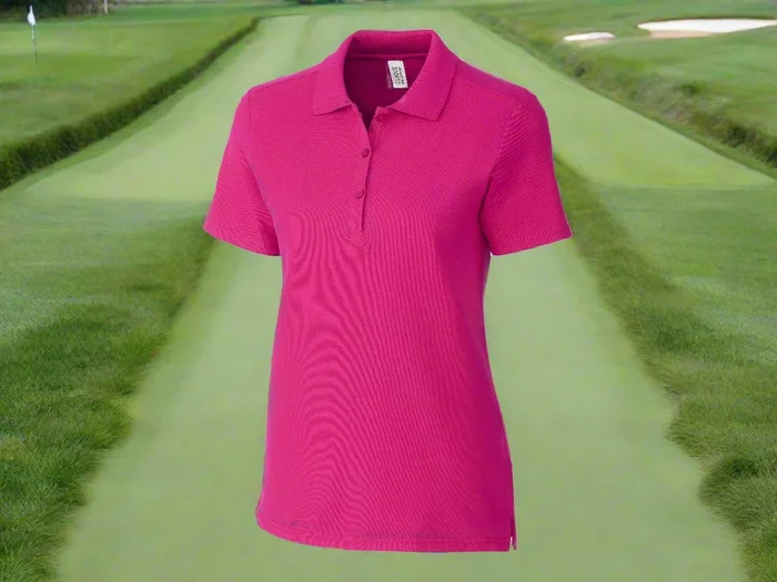 Clique Addison All Cotton Pique Short Sleeve Womens Polo Ribbon Pink