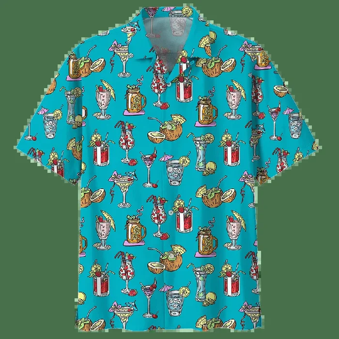 Cocktail Blue Nice Design Unisex Hawaiian Shirt- For men and women – Fanshubus – Fanshubus.com