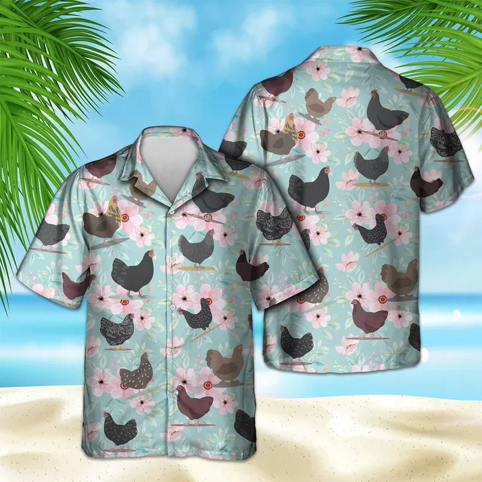 COLORFUL FLORAL CHICKEN HAWAIIAN SHIRT – Fanshubus.com