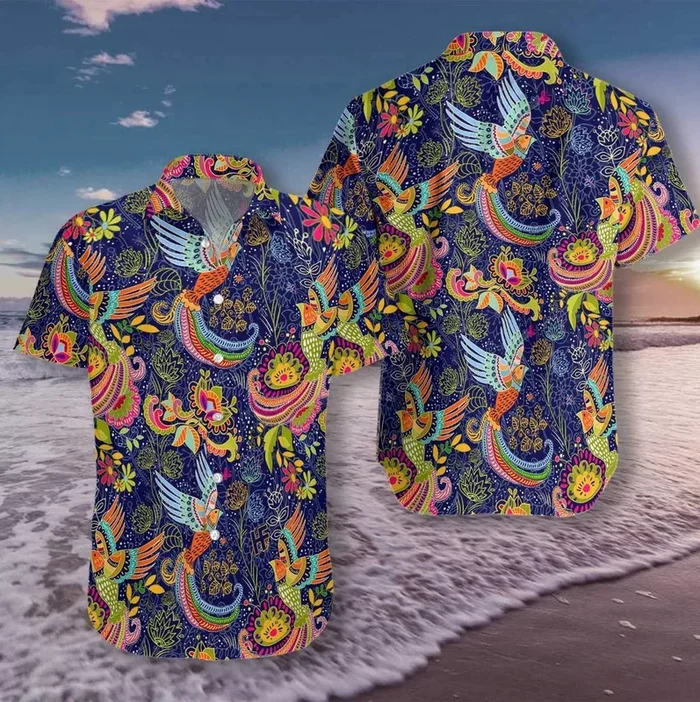 Colorful Hummingbird Mandala Hawaiian Shirt – Unisex – Adult – Fanshubus.com
