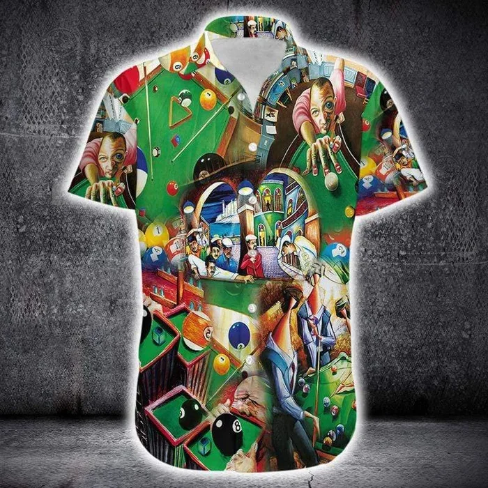 Cool Billiard Art Green Unisex Hawaiian Shirts- For men and women – Fanshubus – Fanshubus.com