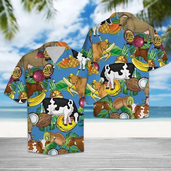 Cow Love Fruit Colorful Awesome Design Hawaiian Shirt – For men and women – Fanshubus – Fanshubus.com