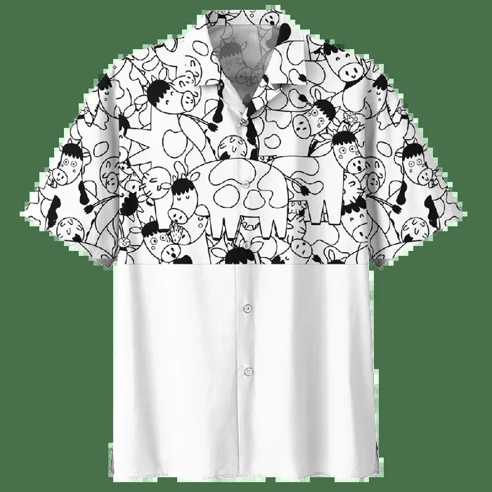 Cow White High Quality Unisex Hawaiian Shirt- For men and women – Fanshubus – Fanshubus.com