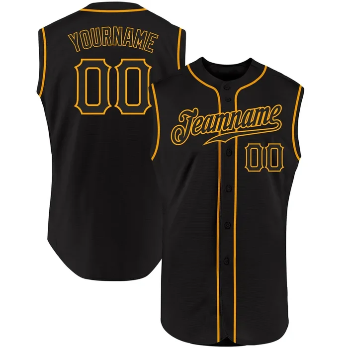 Custom Black Black-Gold Authentic Sleeveless Baseball Jersey – Fanshubus.com