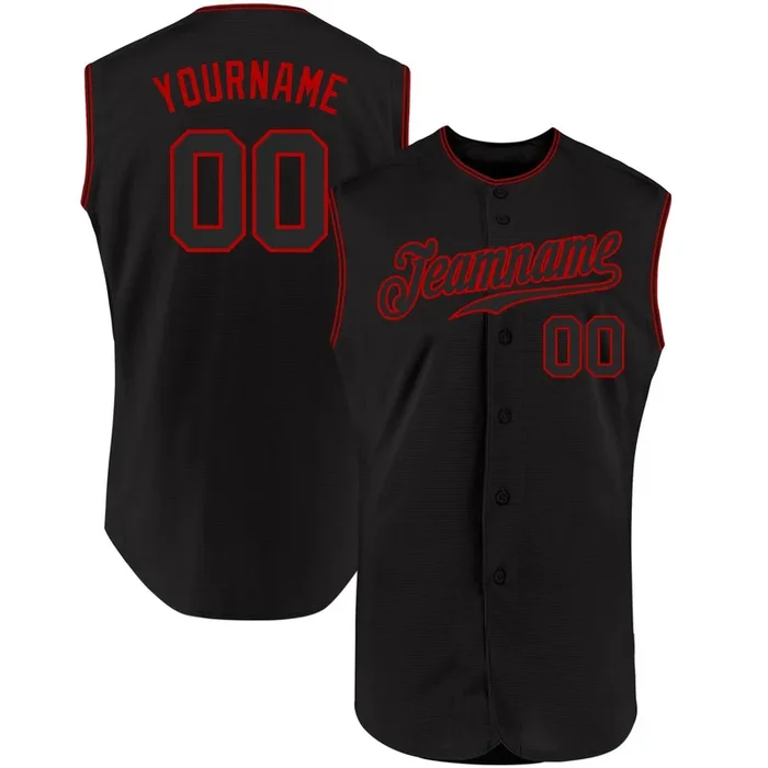 Custom Black Black-Red Authentic Sleeveless Baseball Jersey – Fanshubus.com