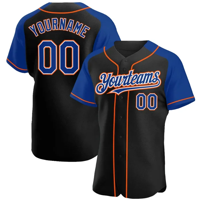 Custom Black Royal-Orange Authentic Raglan Sleeves Baseball Jersey – Fanshubus.com