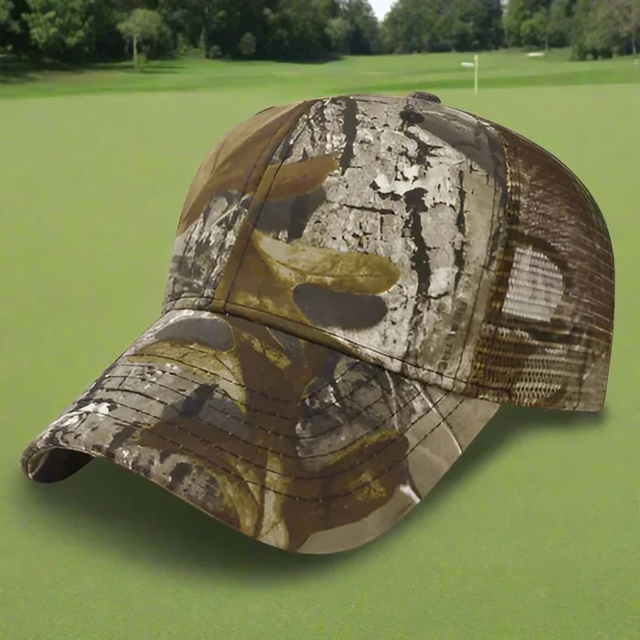 Custom Embroidered All-Over Camo Mesh-Back Golf Cap