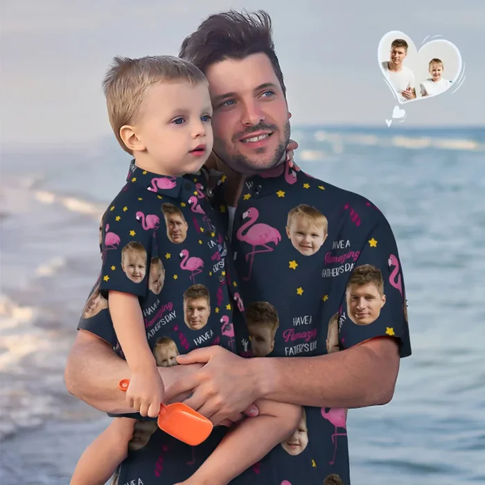Custom Face Hawaiian Shirt Matching Father’s Day Shirt Father’s Day Gift – Have a Flamazing Father’s Day – For men and women – Fanshubus – Fanshubus.com