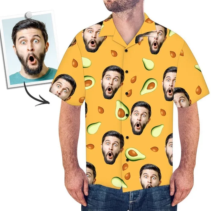 Custom Face Shirt Men’s Hawaiian Shirt Avocado – Fanshubus.com
