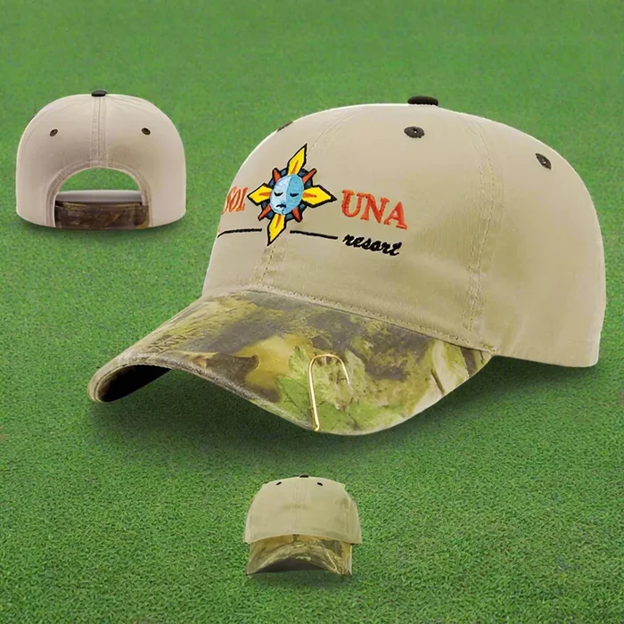 Custom Fish Hook Camo Golf Cap Embroidered with Your Logo