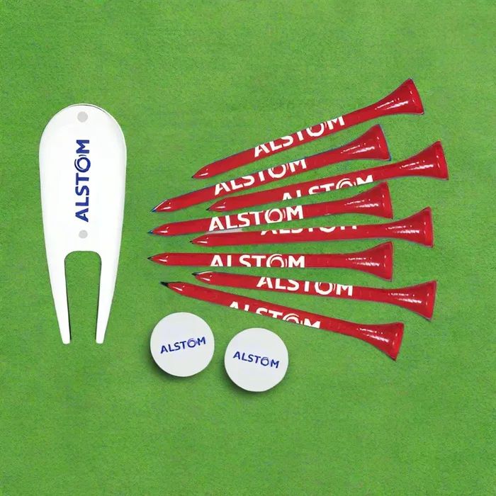 Custom Gift Pack with 8 Golf Tees, 2 Ball Markers, and 1 Divot Tool