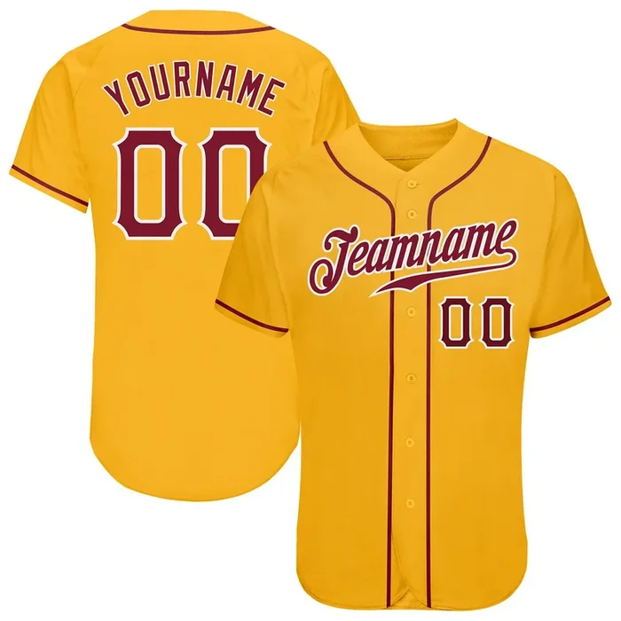 Custom Gold Crimson-White Authentic Baseball Jersey – Fanshubus.com