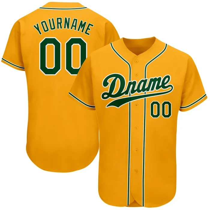 Custom Gold Green-White Authentic Baseball Jersey – Fanshubus.com
