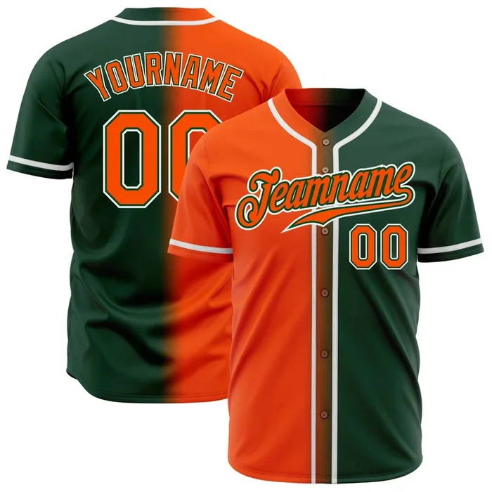 Custom Green Orange-White Authentic Gradient Fashion Baseball Jersey – Fanshubus.com