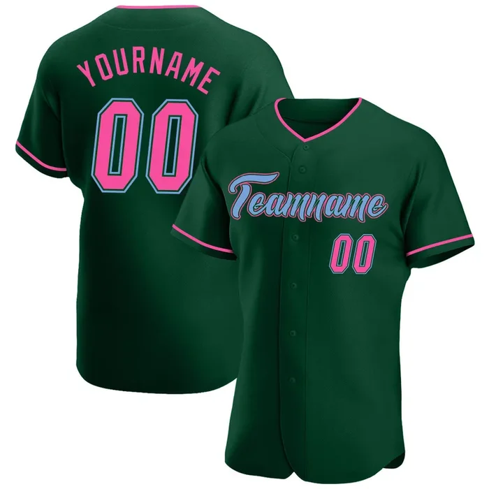 Custom Green Pink-Light Blue Authentic Baseball Jersey – Fanshubus.com