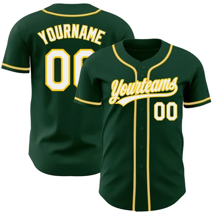 Custom Green White-Gold Authentic Baseball Jersey – Fanshubus.com