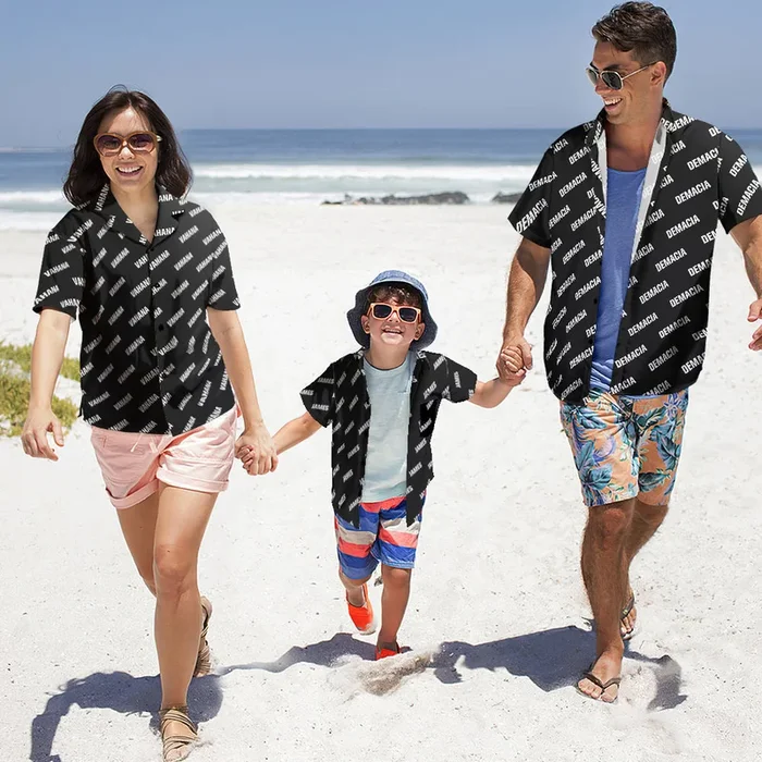 Custom Hawaiian Shirt with Text Parent-child Wears Personalised Name Hawaiian Shirt Gift for Family – For men and women – Fanshubus – Fanshubus.com