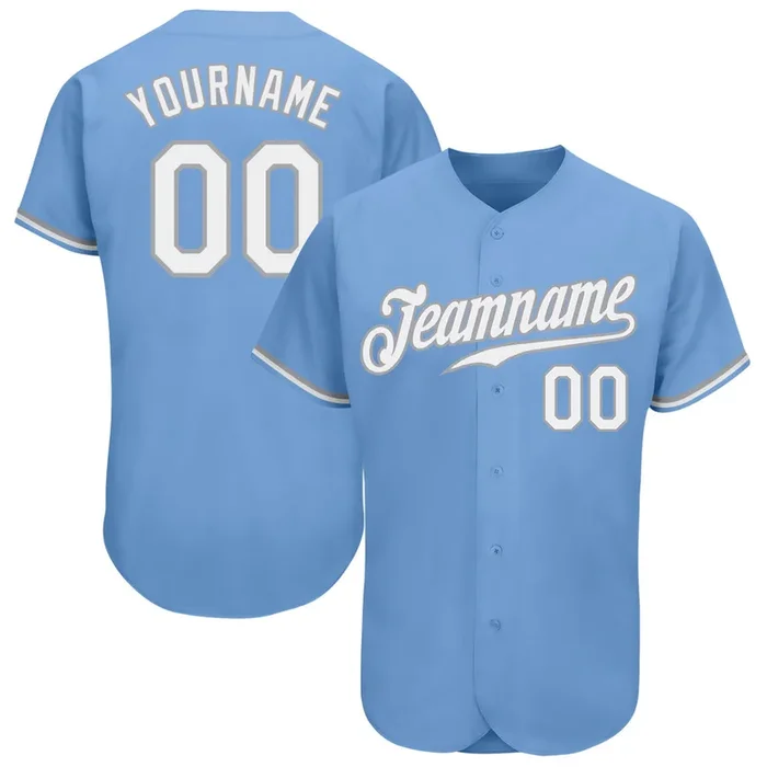Custom Light Blue White-Gray Authentic Baseball Jersey – Fanshubus.com