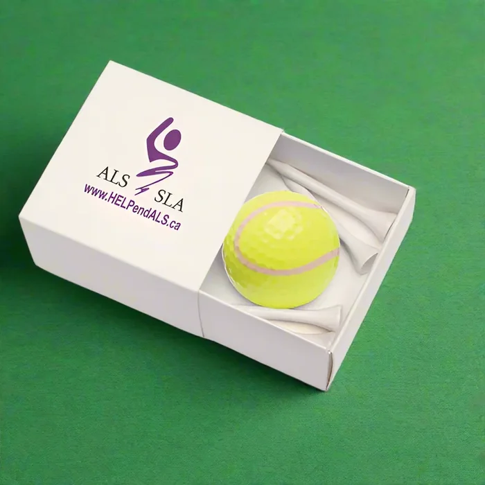 Custom Logo Box W/ Tennis Golf Ball And Four 2 1/8″ Tees
