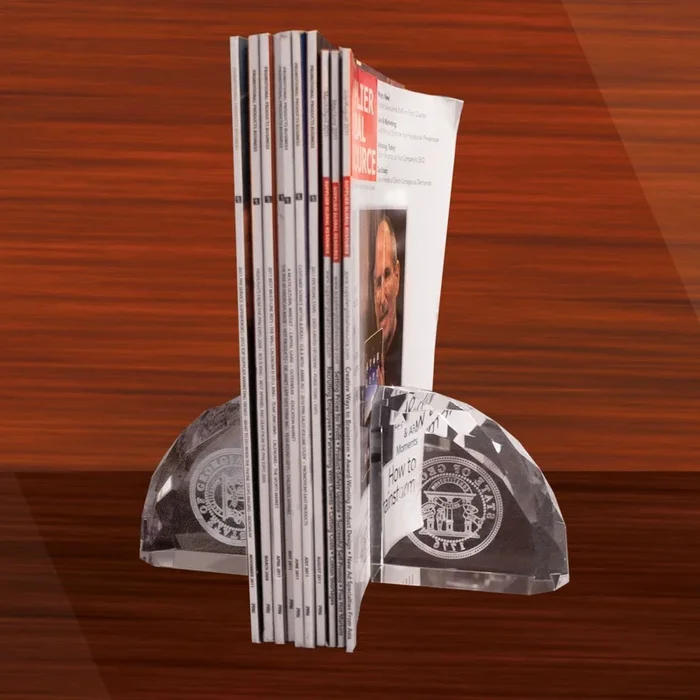 Custom Logo Crystal Bookends Pair