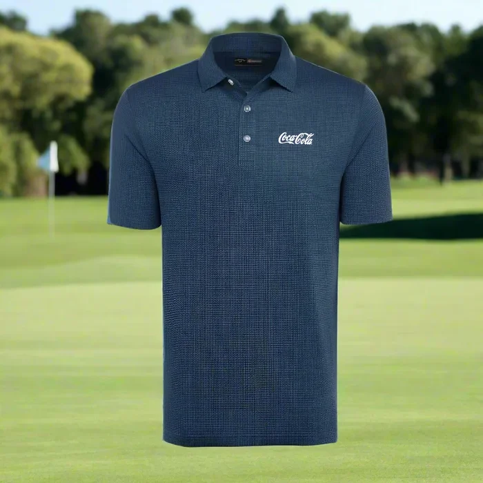 Custom Logo Embroidered Heathered Jacquard Polo Shirt