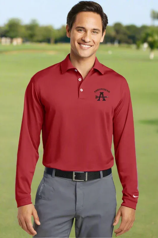 Custom Logo Embroidered Nike Golf Long Sleeve Dri-FIT Stretch Tech Polo