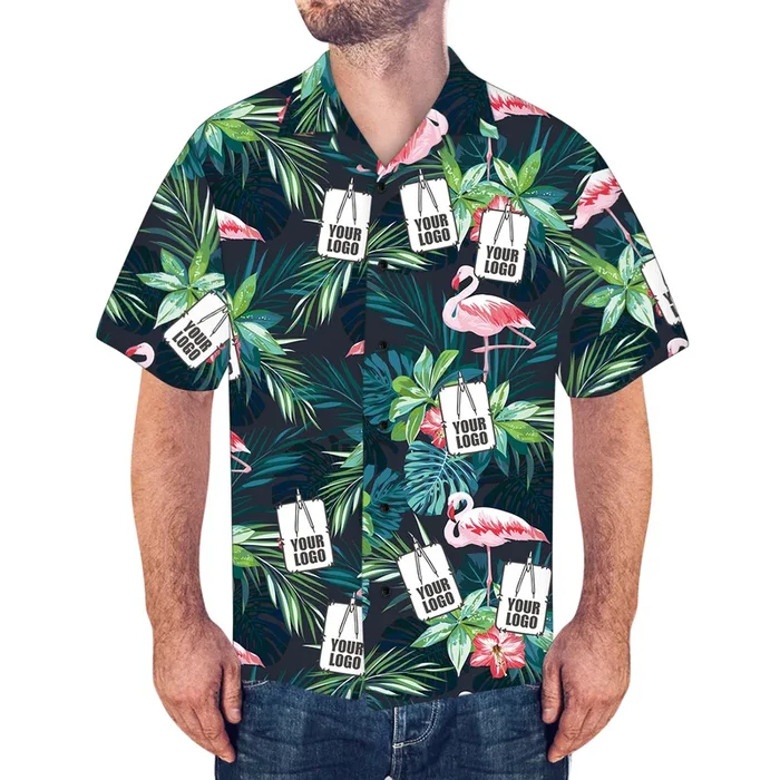 Custom Logo Shirt Men’s Hawaiian Shirt Flamingo Flower – Unique Beach Shirt – For Men and Women Fanshubus – Fanshubus.com