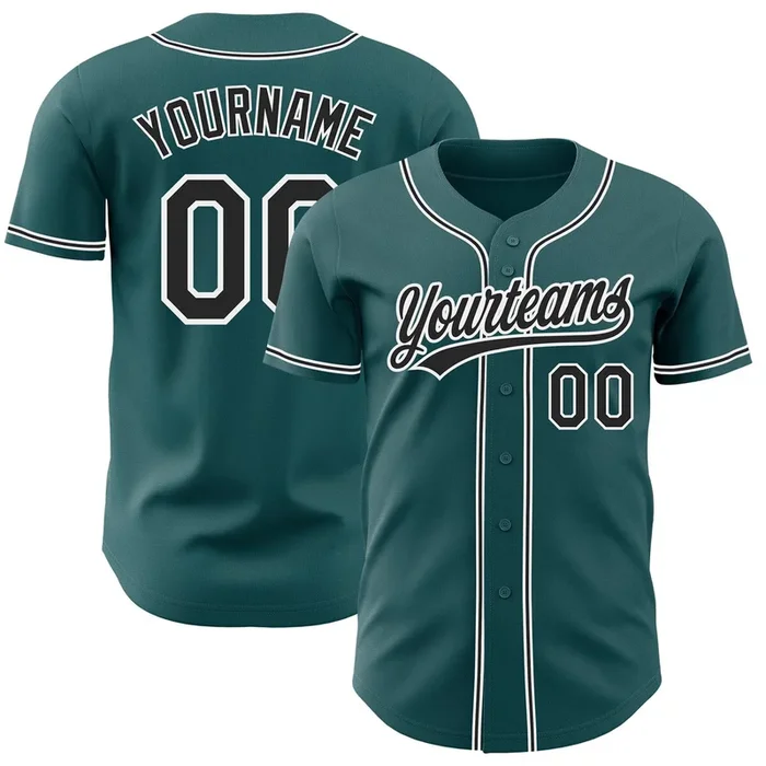 Custom Midnight Green Black-White Authentic Baseball Jersey – Fanshubus.com