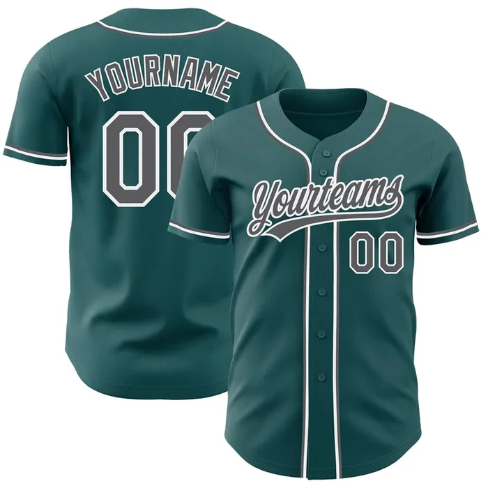 Custom Midnight Green Steel Gray-White Authentic Baseball Jersey – Fanshubus.com