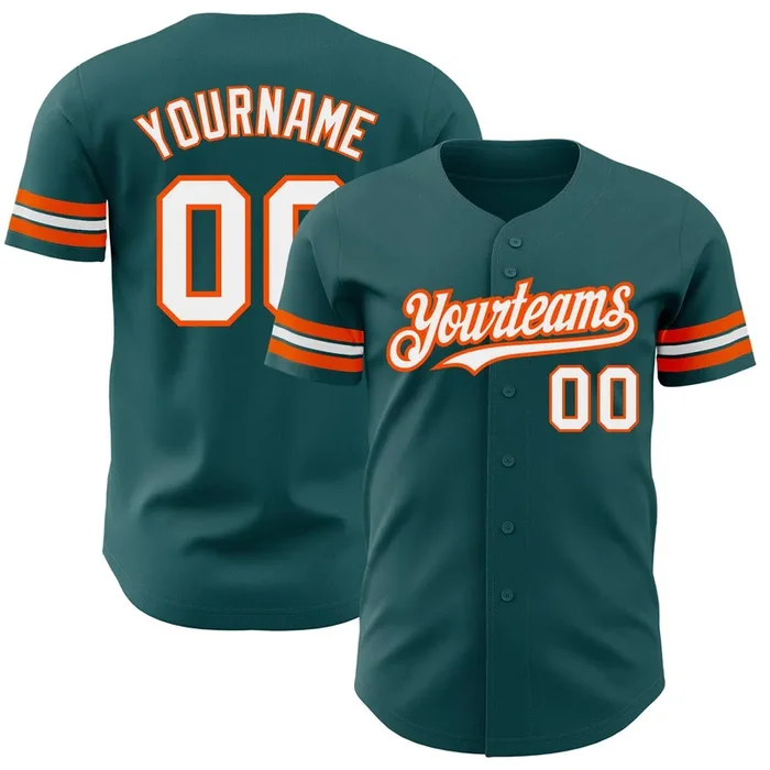Custom Midnight Green White-Orange Authentic Baseball Jersey – Fanshubus.com