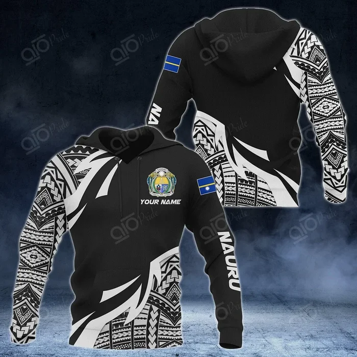 Custom Name Scratch Style Nauru Polynesia Pattern Hoodies – Fanshubus.com