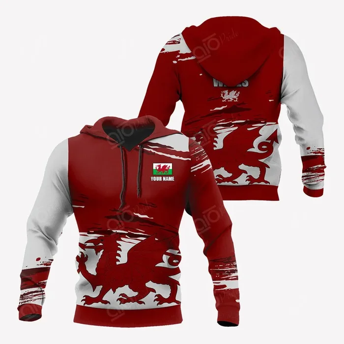 Custom Name Welsh Dragon Brush Style Hoodies – Fanshubus.com