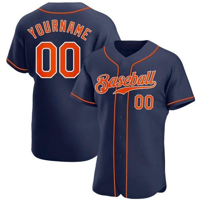 Custom Navy Orange-White Authentic Baseball Jersey – Fanshubus.com