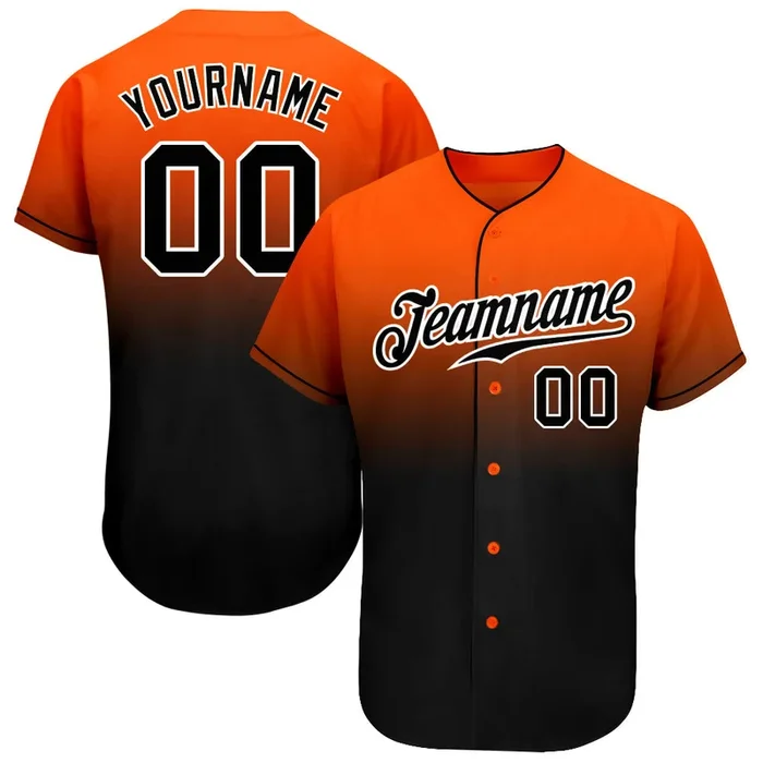 Custom Orange Black-White Authentic Fade Fashion Baseball Jersey – Fanshubus.com