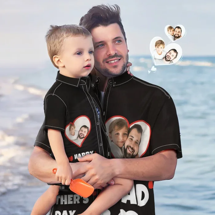 Custom Photo Hawaiian Shirt Personalised Father and Son Hawaiian Shirt Gift Father’s Day Gift – For men and women – Fanshubus – Fanshubus.com