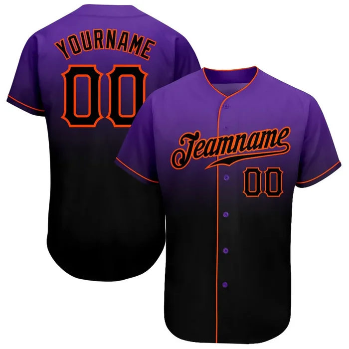 Custom Purple Black-Orange Authentic Fade Fashion Baseball Jersey – Fanshubus.com