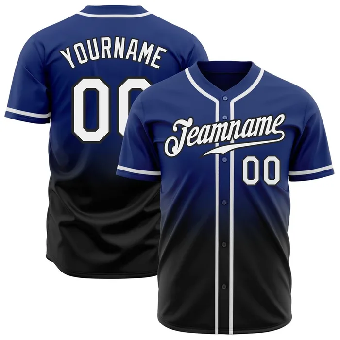 Custom Royal White-Black Authentic Fade Fashion Baseball Jersey – Fanshubus.com