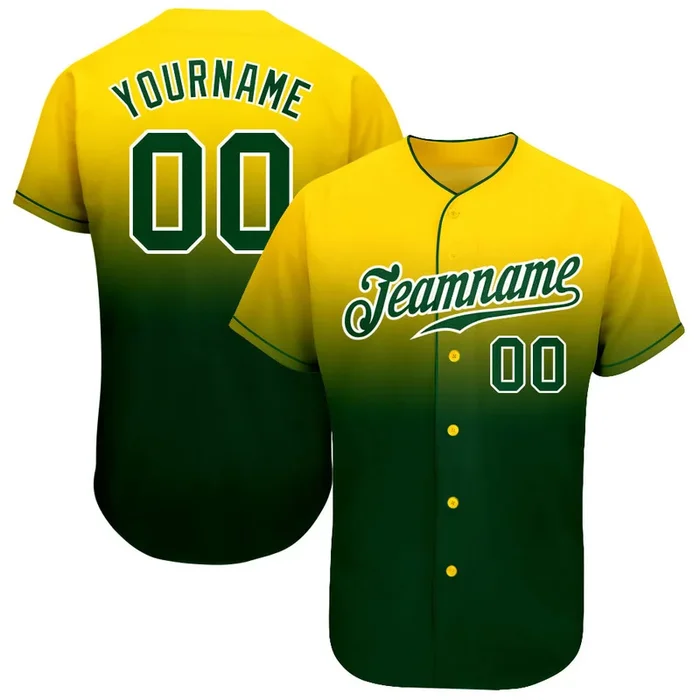 Custom Yellow Green-White Authentic Fade Fashion Baseball Jersey – Fanshubus.com