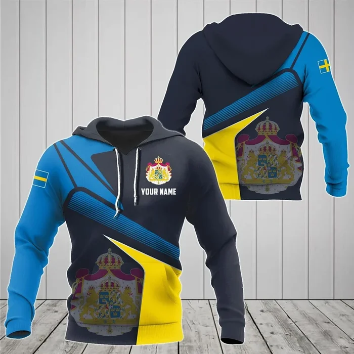 Customize Sweden Proud With Coat Of Arms Unisex Adult Hoodies – Fanshubus.com