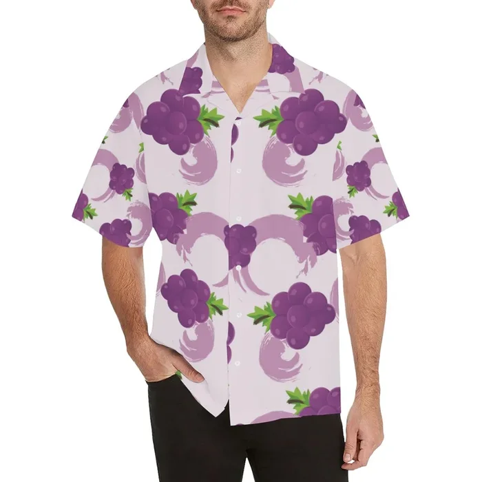 Cute Grape pattern Men’s All Over Print Hawaiian Shirt – For Men and Women – Fanshubus – Fanshubus.com