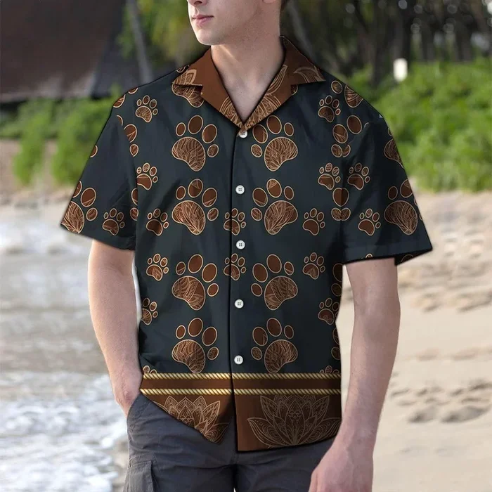 Cute Paws Brown Unique Design Hawaiian Shirt- For men and women – Fanshubus – Fanshubus.com