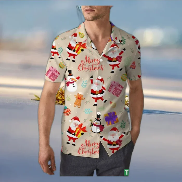 Cute Santa Claus Christmas Unisex 3D Hawaiian Shirt Affordable Gift For Men And Women Holiday – Fanshubus – Fanshubus.com