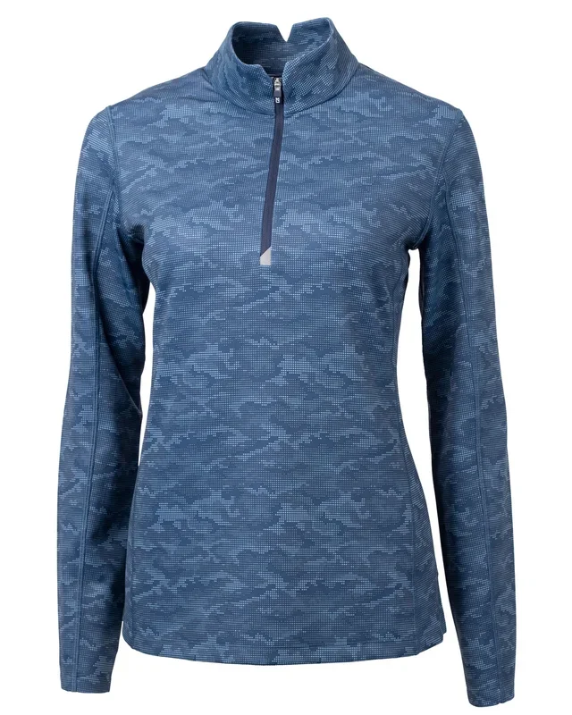 Cutter & Buck Traverse Camo Print Stretch Quarter Zip Womens Pullover