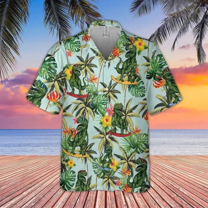 DINASOUR SEAMLESS HAWAIIAN SHIRT | Unique Beach Shirt- For men and women – Fanshubus – Fanshubus.com
