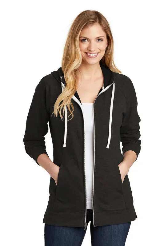 District Women’s Perfect Tri French Terry Full-Zip Hoodie. DT456